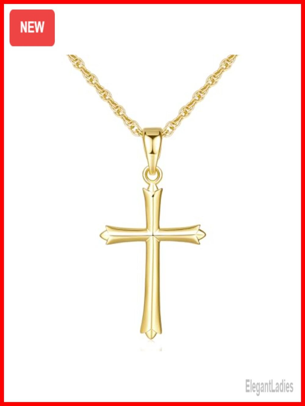 14K Gold Plated Cross Necklace for Women Gold Cross Pendant Necklace